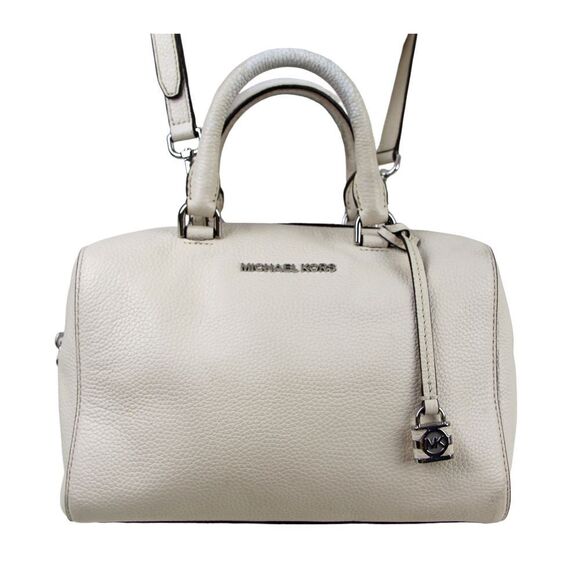 Michael Kors IVORY REAL LEATHER MEDIUM X-BODY SHOULDER BAG SATCHEL HANDBAG PURSE - Picture 1 of 16